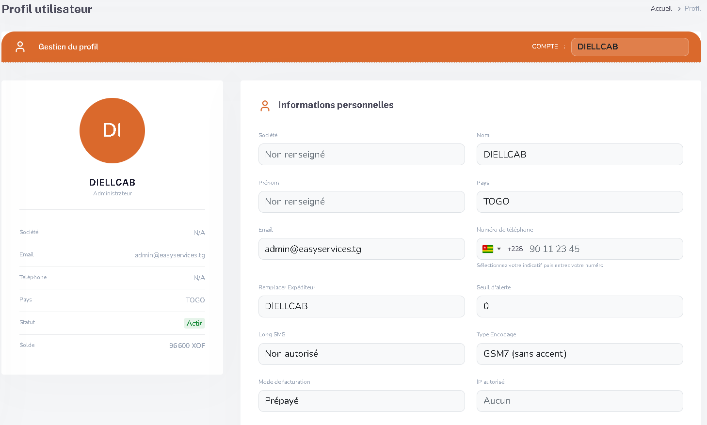 Modification Profil